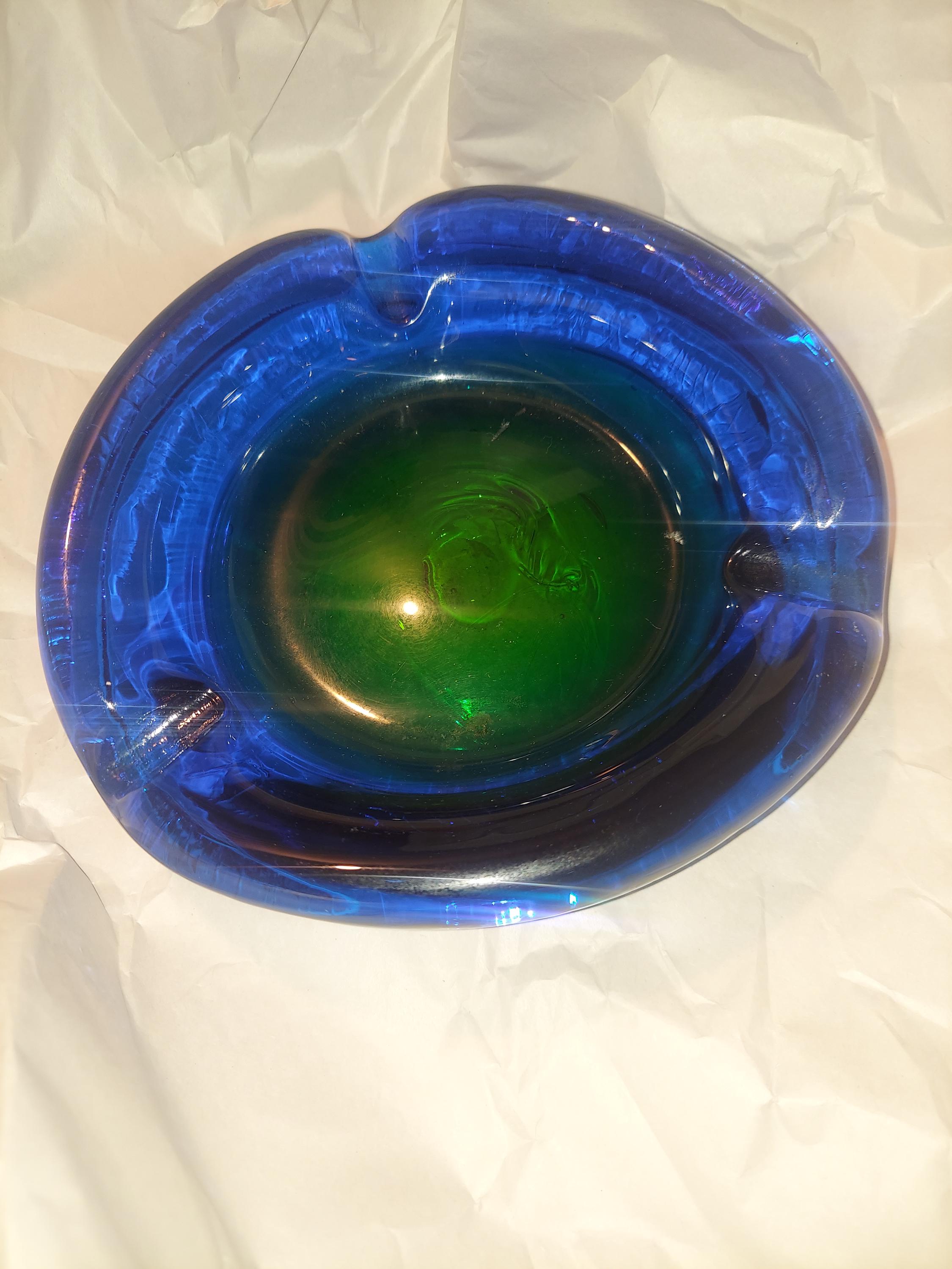 ヴィンテージ BLUE/GREE.N 重厚なムラーノガラスの灰皿 - Etsy 日本