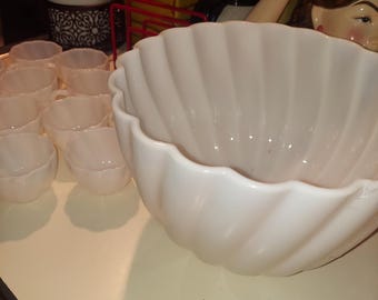 Vintage Hazel Atlas Punch Bowl Set: Colonial Swirl, 12 Cups - Etsy