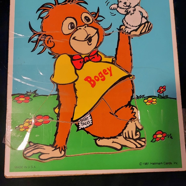 3 Playskool Houten Puzzel Shirt Tales “Bogey” Orang-oetan (7 st) Burt en Ernie puzzel en Ernie puzzel 70s & 80s