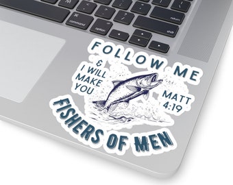 Vinylsticker Fishers of Men, christelijke laptop- of bidonsticker