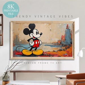 Pop Art Micky | Bilderrahmen TV Art | Premium-Qualität | Digitaler Download | Druckbar | Vintage Karikatur | TV2433 | 8K Druckbare Datei