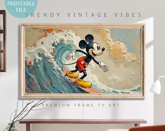 Pop Art Surfing Mickey Mouse: Vintage Cartoon (8K Digital Download)