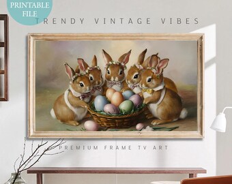 Easter Bunny Frame TV Art: Vintage Rabbits & Eggs (Digital Download)