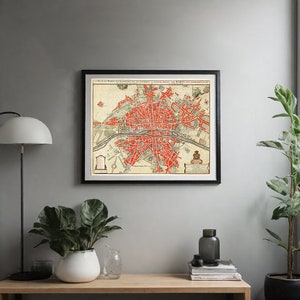 Carte vintage de Paris, France | Téléchargement numérique | Carte imprimable