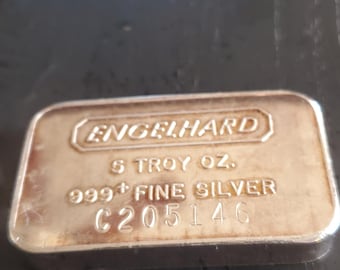 Barra de plata Englehard coleccionable de 5 onzas troy