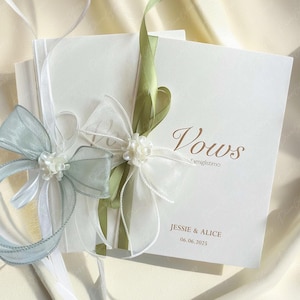 Handmade Vows Card, Vows Card With A Bow, Personalised Wedding Vows Card, Vow Renewal Card, Wedding Ceremony Card, Bride Groom Vows Card