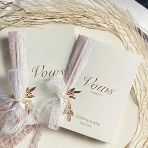 Exquisite Lace Bow Gelübde Karte, personalisierte Gelübde Karte, Seine und Ihre Gelübde Karten, an meinen Mann, an meine Frau, unsere Gelübde Karte, Hochzeit Briefpapier