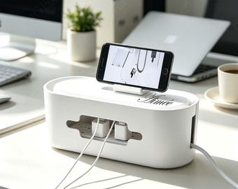 Custom Cable Management Box With Lid, Power Strip Storage, Cord Organizer, Cable Holder, Wire Hider Box, Office Gift Decor