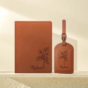 Personalized Passport Holder With Birth Flower, Custom Luggage Tag With Name, Birthday Gift For Her, Honeymoon Gift, Bridesmaid Gift