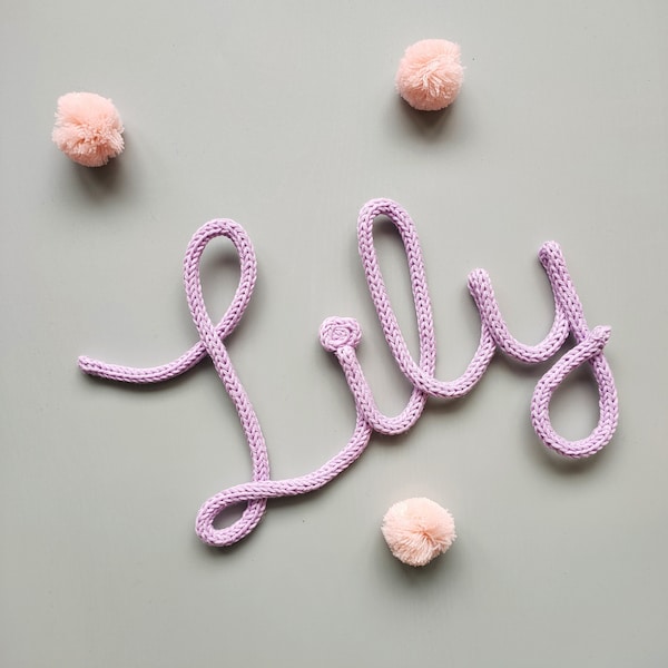 Knitted First Name Personalized Gift Birth Decoration Baby Child Room Knitted Wire Name ICord