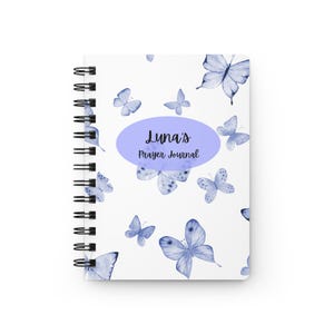 Purple Butterfly Personalized Prayer Journal, Spiritual Notebook, Custom Journal for Women, Christian Gift, Butterfly Watercolor Design