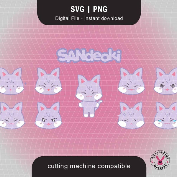 Aniteez Sandeoki Emojis SVG PNG digital file | Ateez San Aniteez character sticker emojis