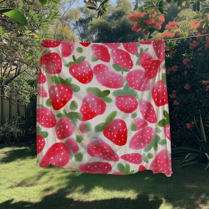 Strawberry Picnic Blanket Ready For Summer Gift Decor Beach Spring Garden Throw Velveteen Plush Blanket