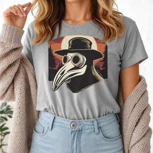 Vintage Plague Doctor Tee, Unique Graphic T-Shirt, Halloween Costume Top, Gothic Apparel, Spooky Gift, Unisex Shirt