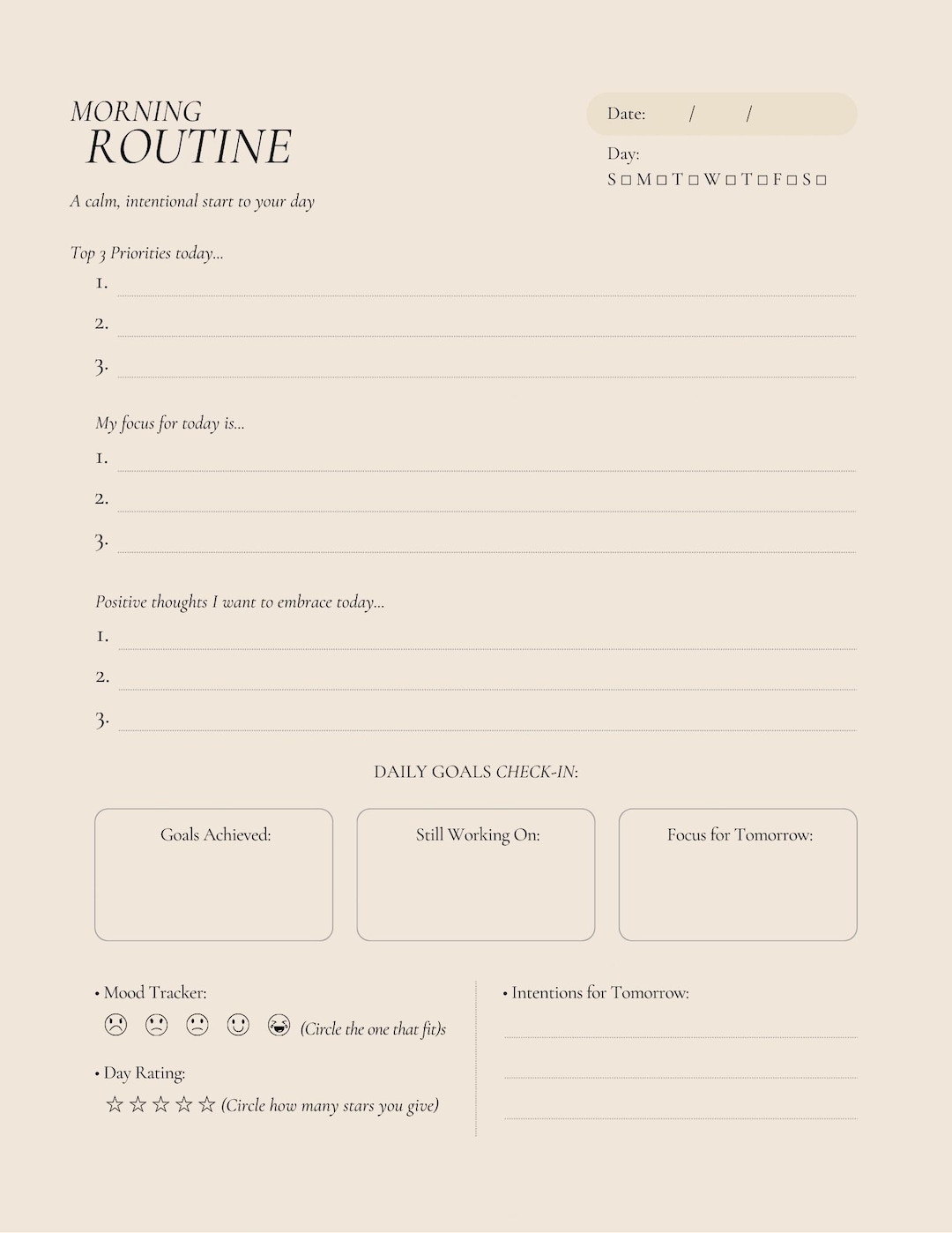7 Day Routine Layout 7-day Morning Routine Guide | Wellness Checklist PDF - Etsy