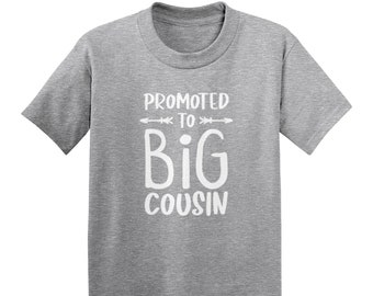 Promoted To Big Cousin - Kids Cotton T-Shirt - Pregnancy Announcement Older Cuz Newborn Aunt Uncle Niece Nephew God Parent