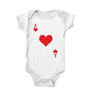 As de corazones - Body de manga corta para niños - Cartas Shuffle Poker Texas Holdem 21 Juego de casino Película de dibujos animados Disfraz de Halloween de Alicia