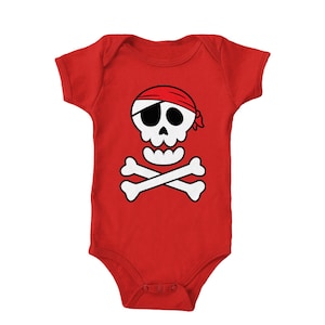 Calavera pirata y tibias cruzadas - Body de manga corta para niños Mono - Bucanero Barco Espadas Barba negra Cofre del tesoro Aventura Marinero Ahoy Matey