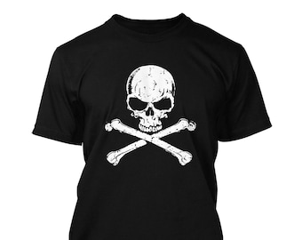 Tête de mort avec os croisés - T-shirt pour homme - T-shirt graphique fantaisie pour homme - Coup de pied dans le cul Impressionnant durci, gris, dur, méchant, heavy metal cool