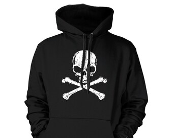 Skull With Crossbones - Unisex Hoodie Sweatshirt - Bad Ass Kick Ass Awesome Hardened Grizzled Tough Mean Heavy Metal Cool