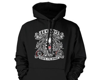 Lucky 7 - Unisex Hoodie Sweatshirt - Motorrad Biker Biker Open Road Trip Freunde Gang Lifestyle Helm Jacke Mitglieder