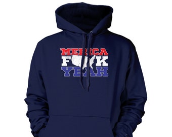 Merica F*ck Yeah - Unisex Hoodie Sweatshirt - American America USA Patriotic Patriotism Proud Pride Veterans Military Nationality