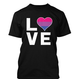Love Bisexual Heart - Men&#39;s T-Shirt Graphic Novelty Tee - LGBTQ+ Pride Parade Proud Equal Lesbian Gay Trans Rights