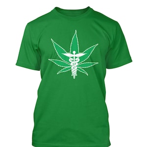 Medizinisches Marihuana - Herren T-Shirt Graphic Novelty Tee - 4 20 Unkrauttopf Blatt Marihuana Rauch hoch Stoner legalisieren legale Medizin Karte
