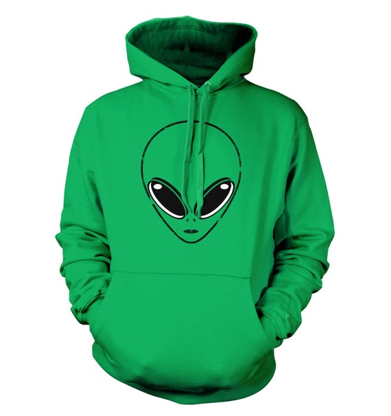 Distressed Alien Head Unisex Hoodie Sweatshirt UFO Extra Terrestrial  Martian Visitor Probe I Believe They Exist Real Space