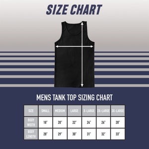 the size chart for a men's tank top