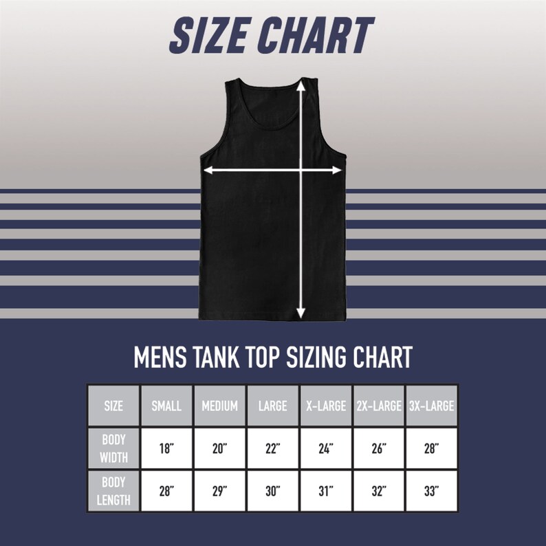 the size chart for a men's tank top