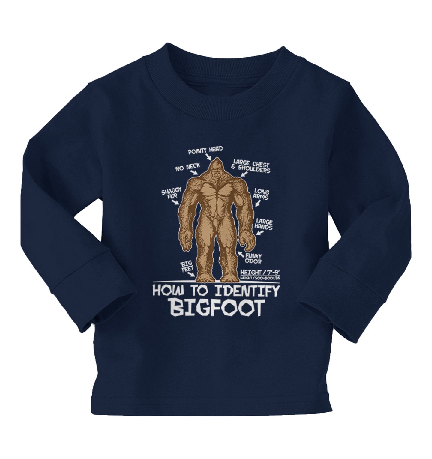 Youth Bigfoot / Sasquatch T-Shirt - How To Identify Bigfoot Long Sleeve Shirt For Boys