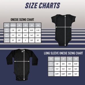 the size chart for a baby's bodysuit