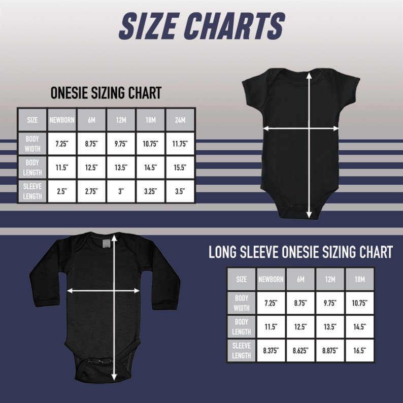 the size chart for a baby's bodysuit