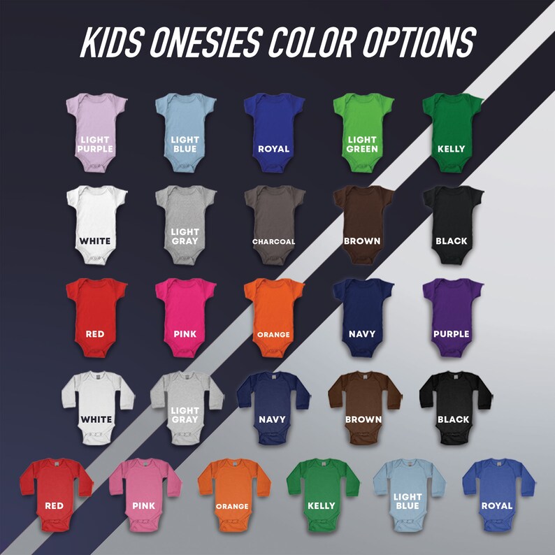kids onesies color options