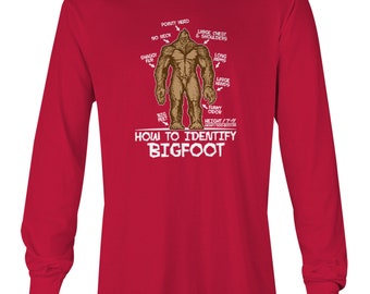 Youth Bigfoot / Sasquatch T-Shirt - How To Identify Bigfoot Long Sleeve Shirt For Boys - View #4