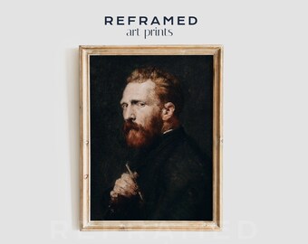 Vintage Oil Man Portrait Painting, Vincent Van Gogh, Antique PRINTABLE Art Print, Cottage Farmhouse Decor Wall Art | Reframed Prints RP1001