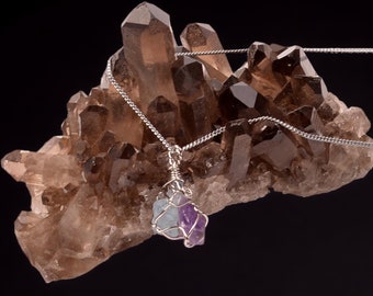 Raw Amethyst & Aquamarine Necklace - Natural Harmony