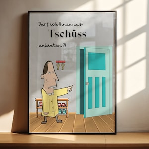 Charming goodbye poster with funny figure - Creative wall decoration for cheerfulness & style - Decorative wall art - Funny wall decoration cartoon