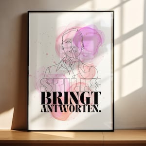 Stille Bringt Antworten Poster - Inspirierendes Zitat Kunstdruck - Rosa Aquarell Illustration - Nachdenkliche Wandkunst - Spruch Affirmation