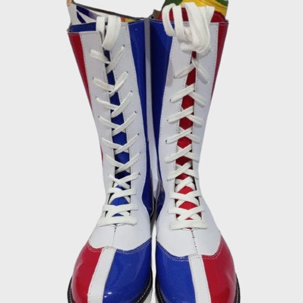 Wrestling Long Boots, 100% Original Leather, Handmade, Multi Colors, Customize any color and Design and Logo