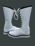 Pro Wrestling Long White Boots, Handmade, 100% Original Leather, Lace-up  style, Customizable product logo