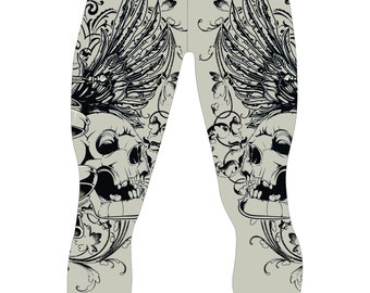 Men Pro Wrestling Tights, High Quality Thick Shinny Spandex Material, Customizable any Design, Logo or Name, skull Style