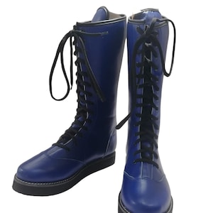 Wrestling Long Boots, 100% Original Leather, Blue Color, Handmade, Customizable image 3