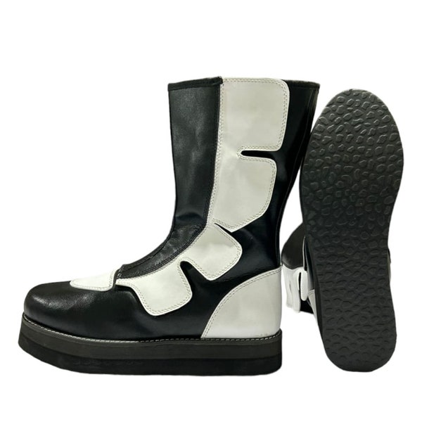 Wrestling Long Boots, Handmade, 100% Original Leather, Hook and Loop style, Customizable colors and Sole Thickness