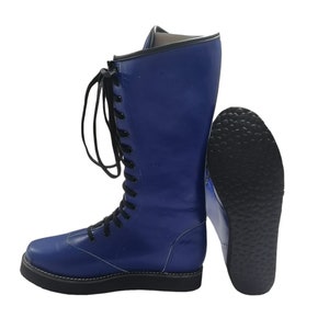 Wrestling Long Boots, 100% Original Leather, Blue Color, Handmade, Customizable image 7