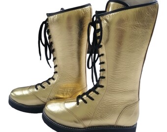 Wrestling Long Shoes 100 Original Leather Gold Color Handmade Customizable Etsy