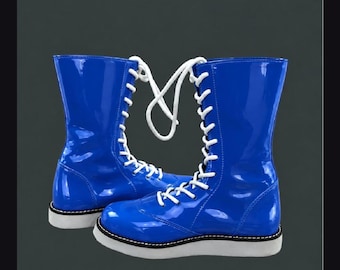Customzied wrestling blue boots for Carl