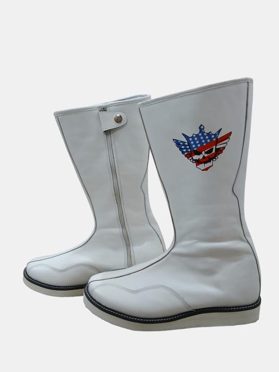 Pro Wrestling Boots, Handmade, White Color, Zip up Closure - Etsy