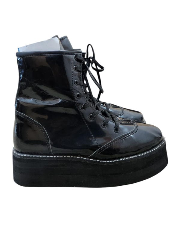 Pro Wrestling Boots Handmade Low Cut Black Color Patent Shinny Leather High Sole Customizable Etsy
